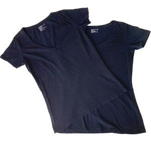 TWO Black Pact Soft Organic Cotton Tee Shirts: 1 Round and 1 V-Neck, Medium NWOT